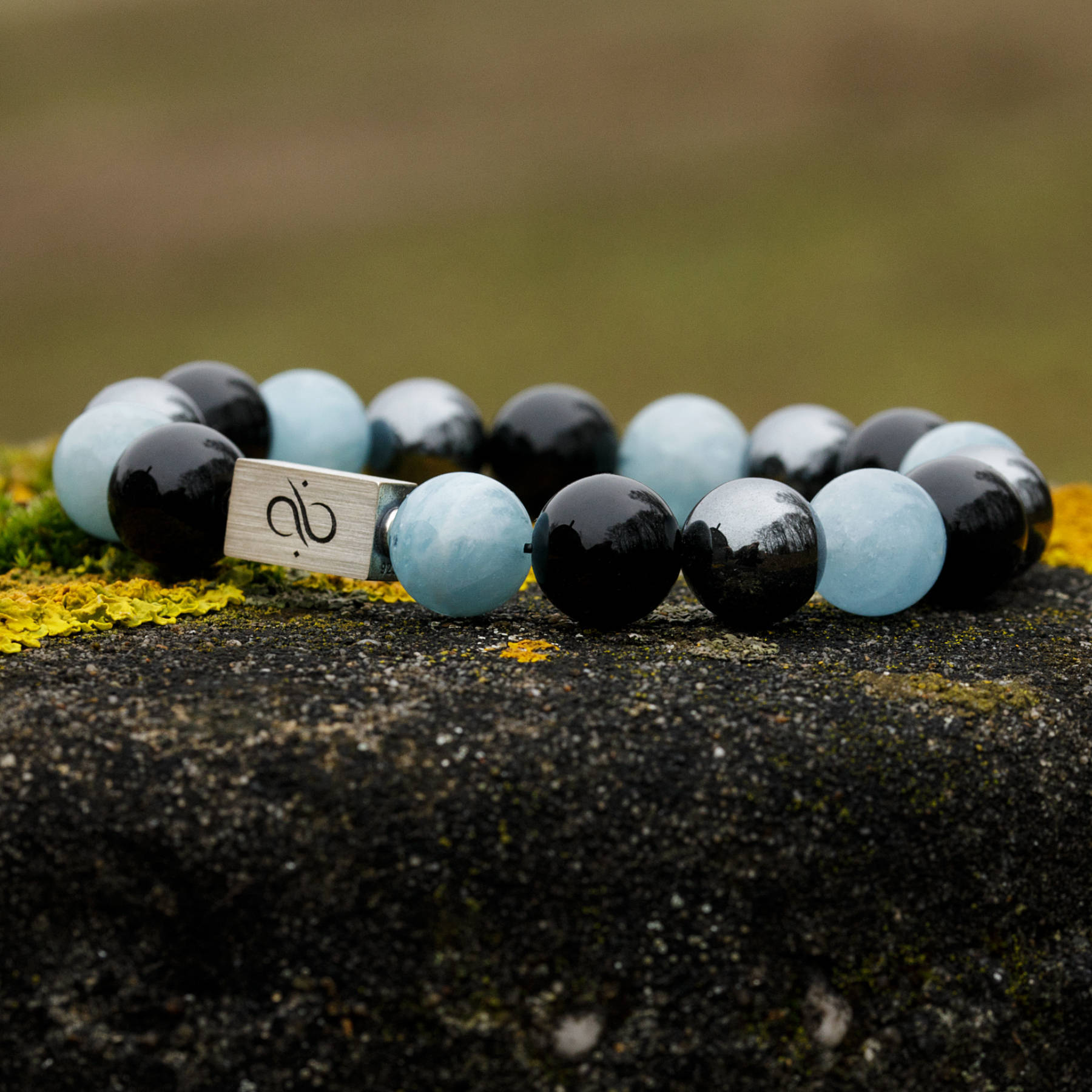 Classic Aquamarine Mixed, 12mm, Silver bracelet (6837636825142)