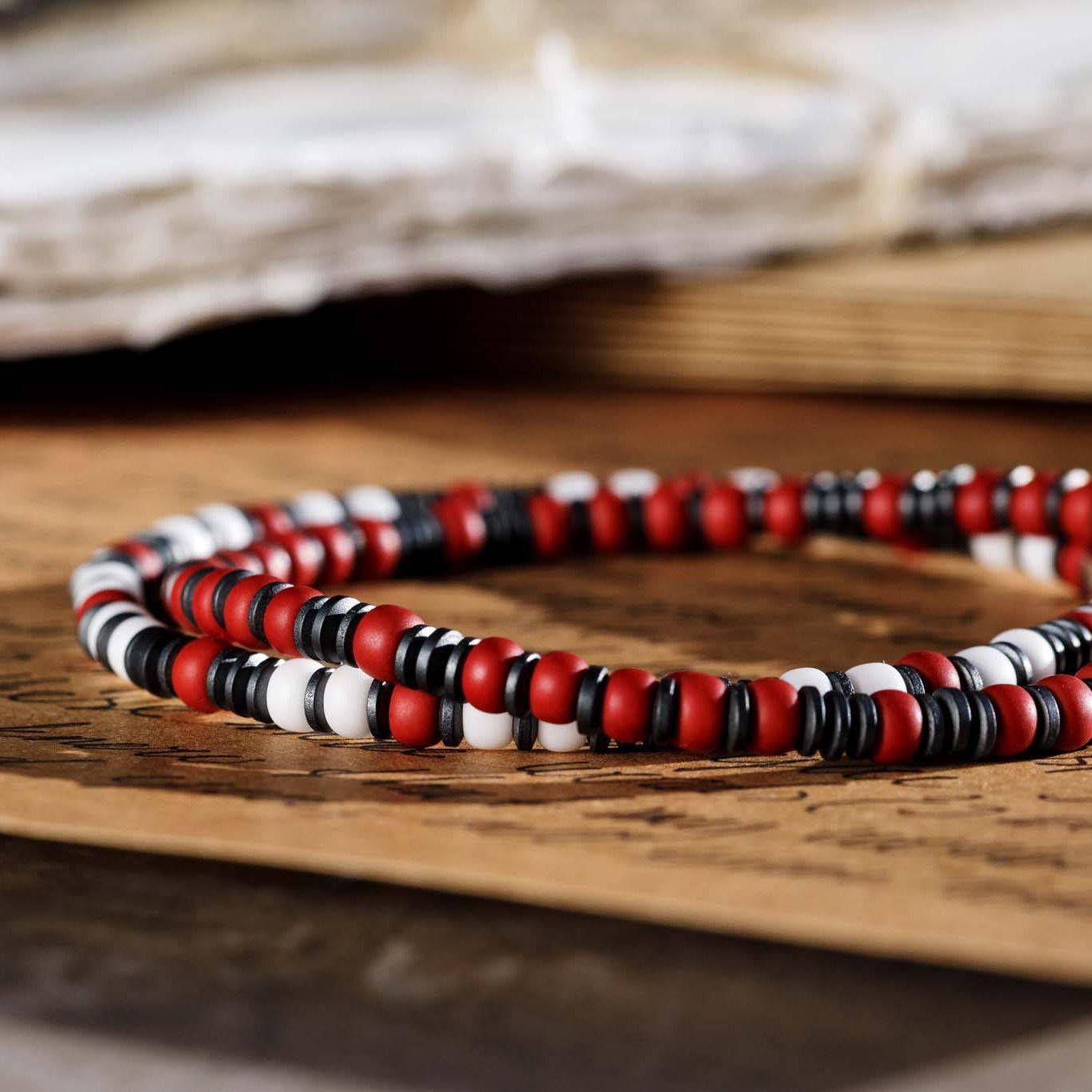 Hematite - White Bracelet VIII (4mm) (6675504824374)